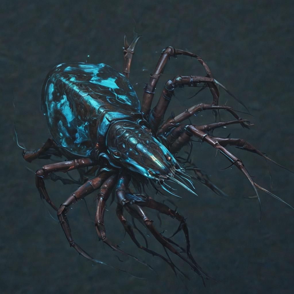 Bioluminescent Crustacean Predator in Dark Fantasy Style