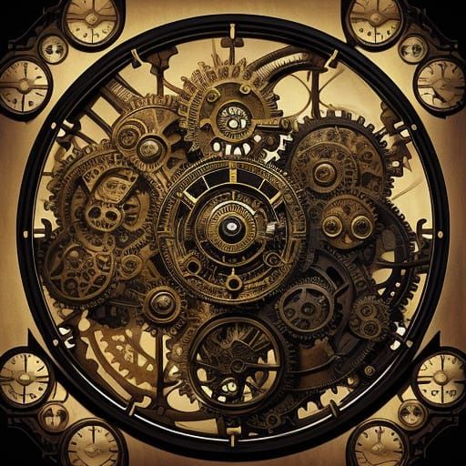 Steampunk Canguro Joey Inspects Gears of a Majestic Brass Fl...