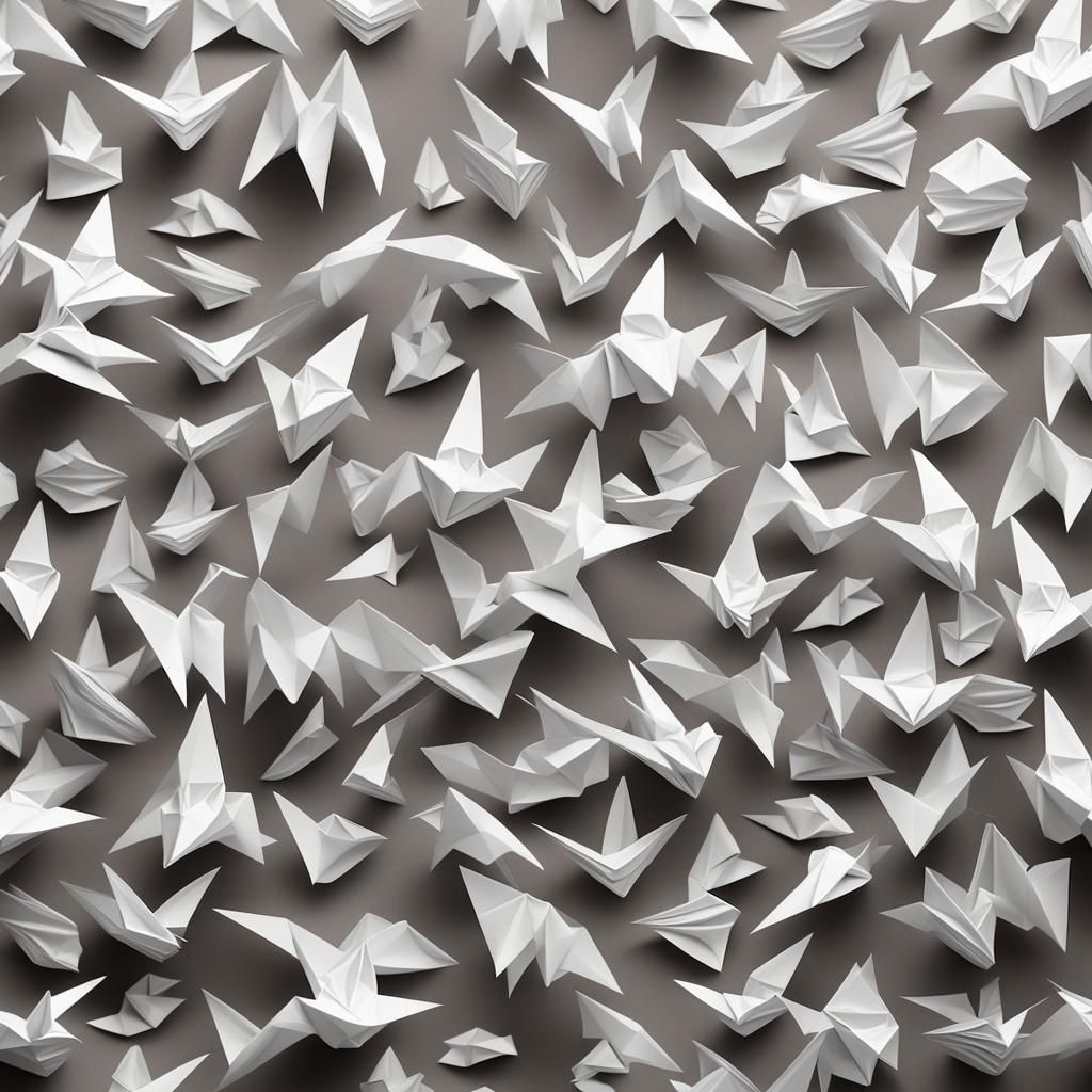 Ethereal White Spirit in Origami Papercraft Style