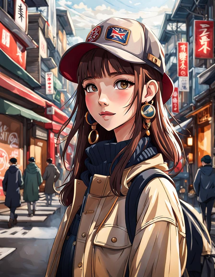 Anime Style Portrait in Japan Street Fashion