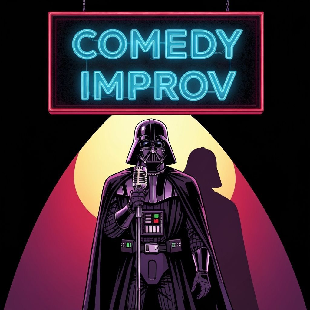 Darth Vader Does Stand-Up Comedy on Retro Stage