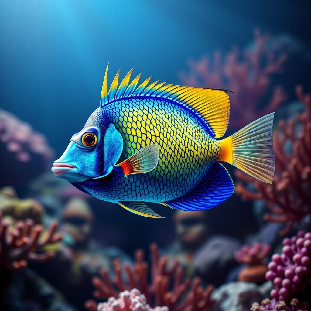 Vibrant Angelfish in Hyperrealistic Concept Art Style