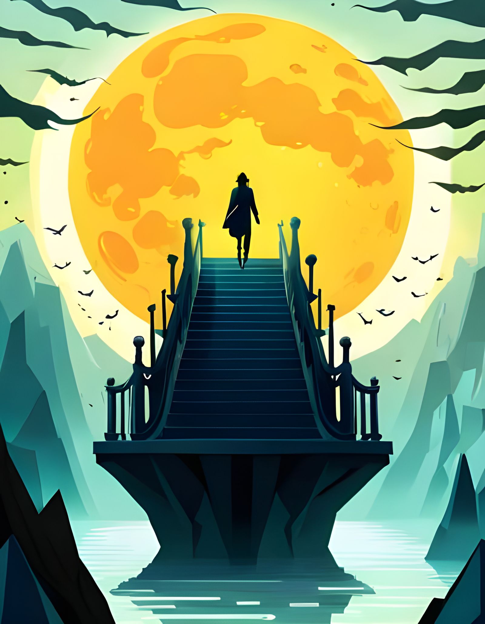 Stairway to the Moon Digital Illustration