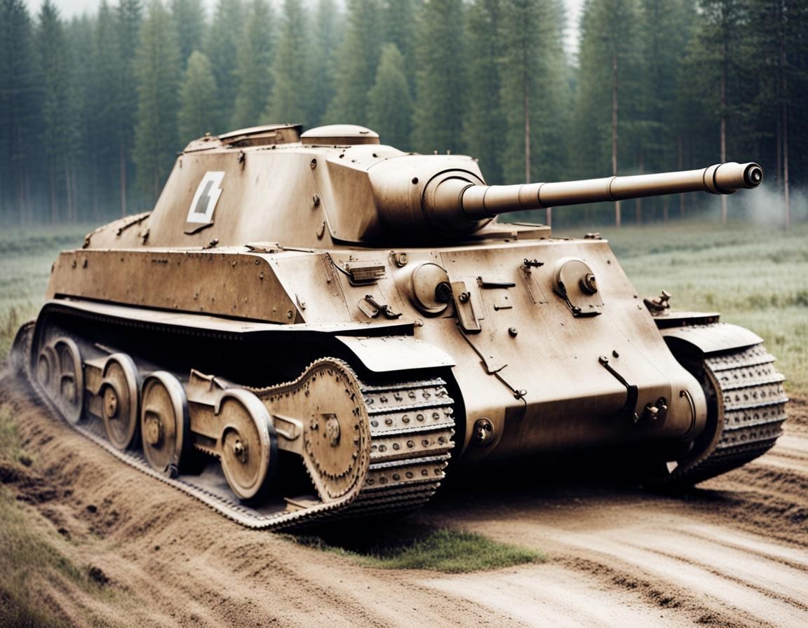German tank on the battlefield in WW2