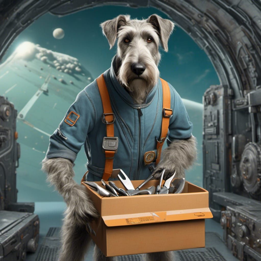 Fantasy Irish Wolfhound in Futuristic Setting