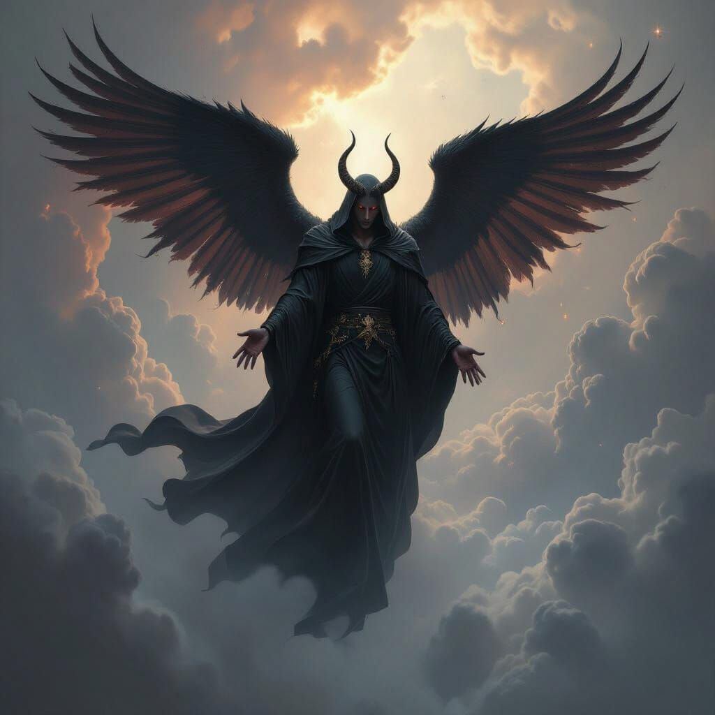Compassionate Satan Descends From Hell in Dramatic Lighting