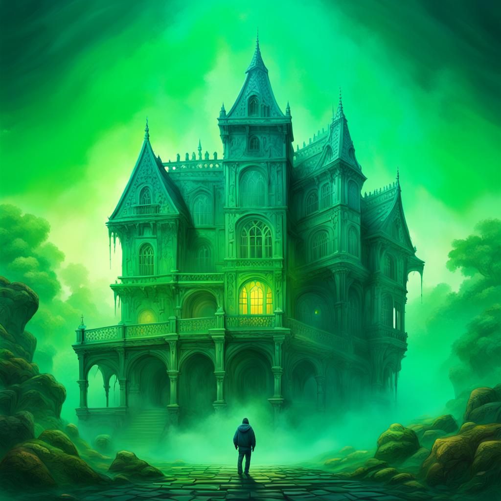 Misty Castle Suffers Green House Effect: Hyperrealistic Spla...
