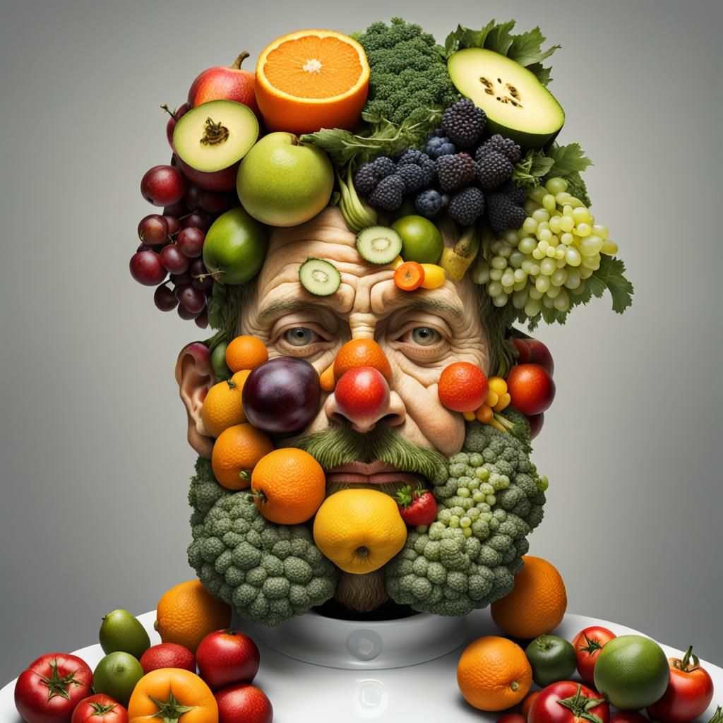Vegetable Face Portrait in Renaissance Style