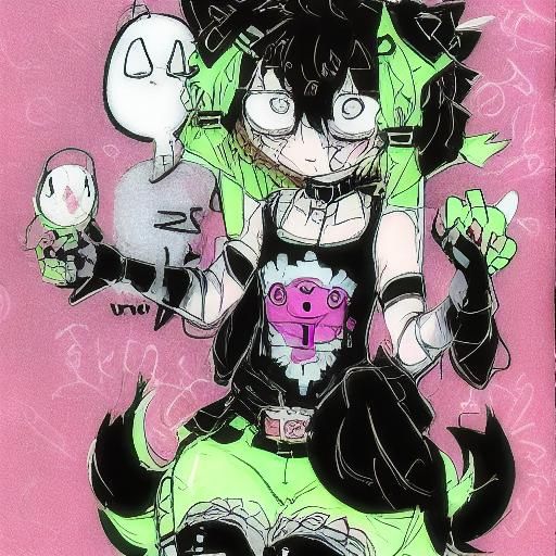 Creepy Cute Cyberpunk Cat Girl in Neon City
