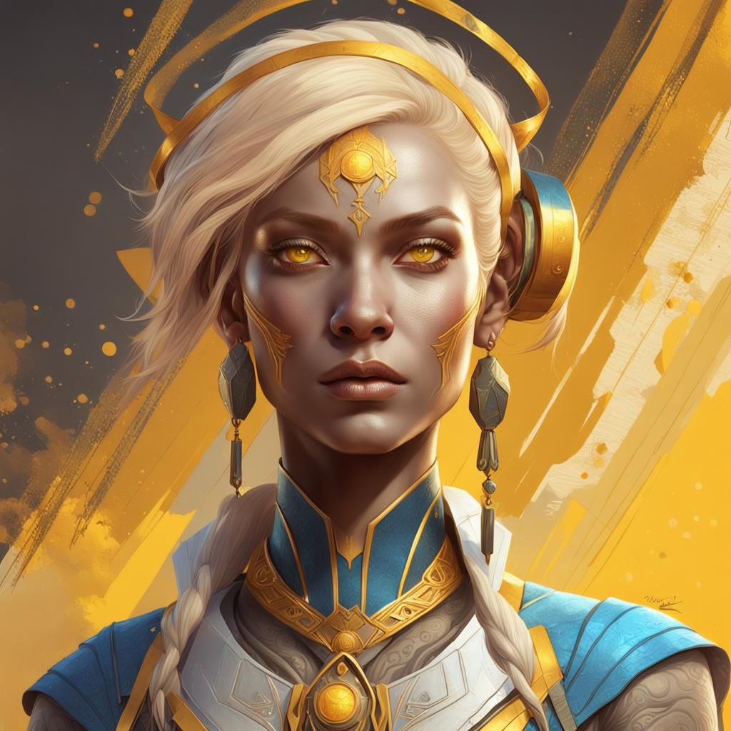 Woman in Asari Attire: Hyperdetailed Digital Portrait