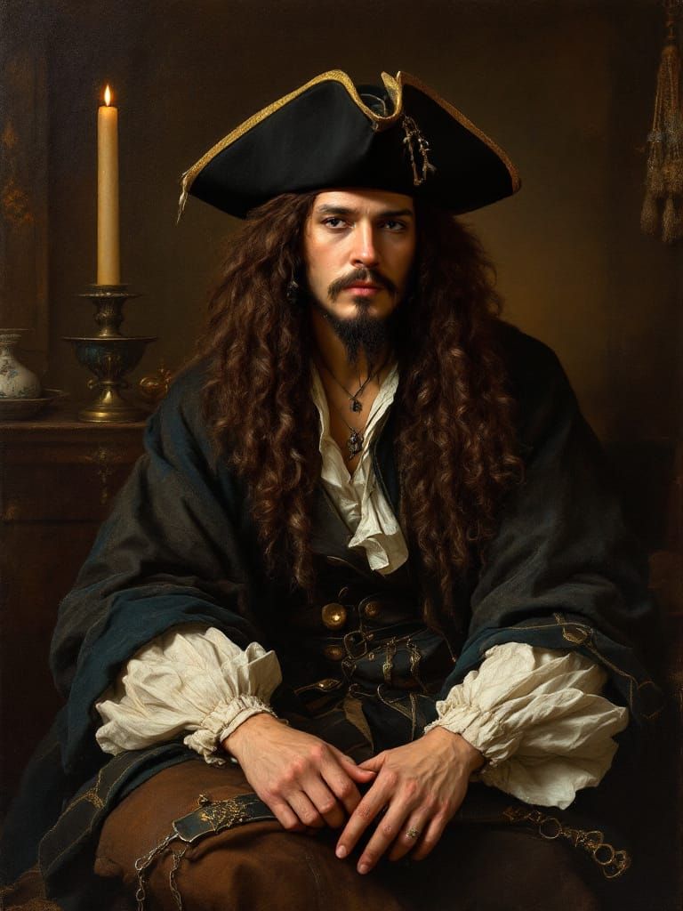 Blackbeard Portrait in Renaissance Style