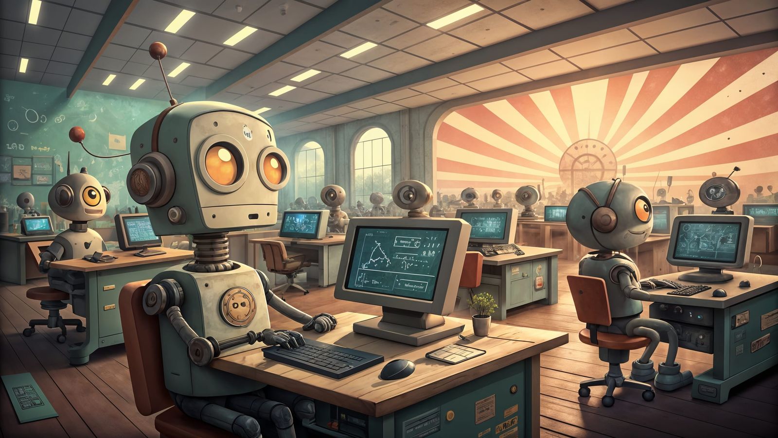 Whimsical Nightcafé Office in 3Delight Cartoon Style