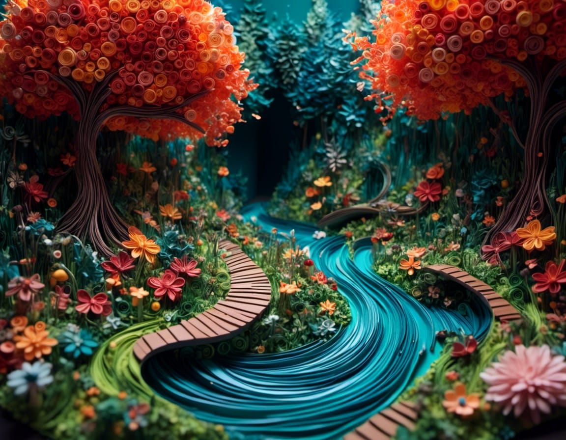 Enchanted Forest in Paper Quilling Style