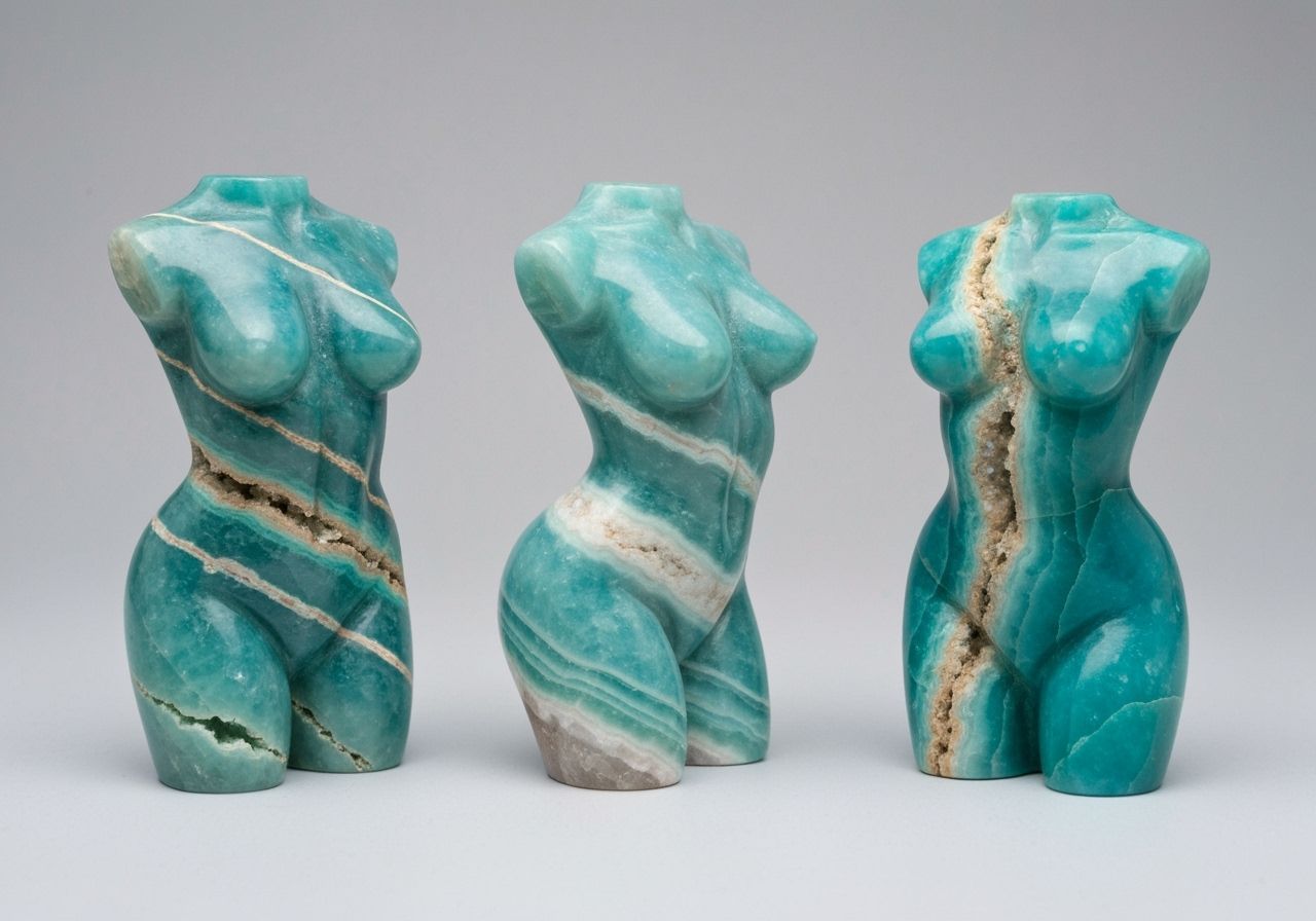 Hemimorphite Crystal Carvings of Female Torsos