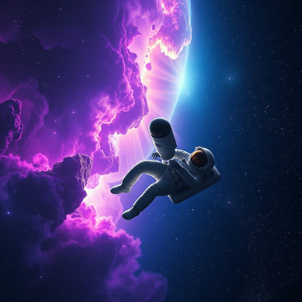 Cosmic Voyager in Starry Night Sky