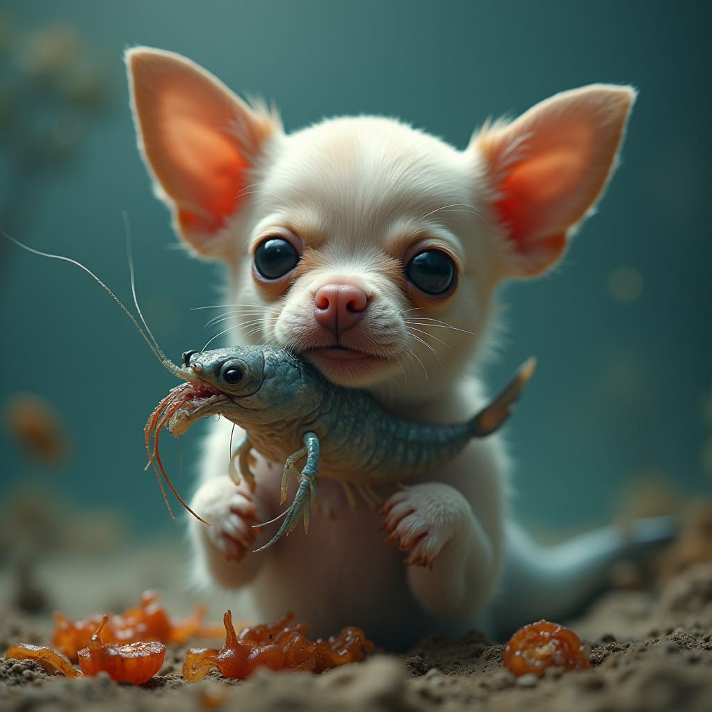 Chihuahua Whale Hybrid Devours Plump Shrimp
