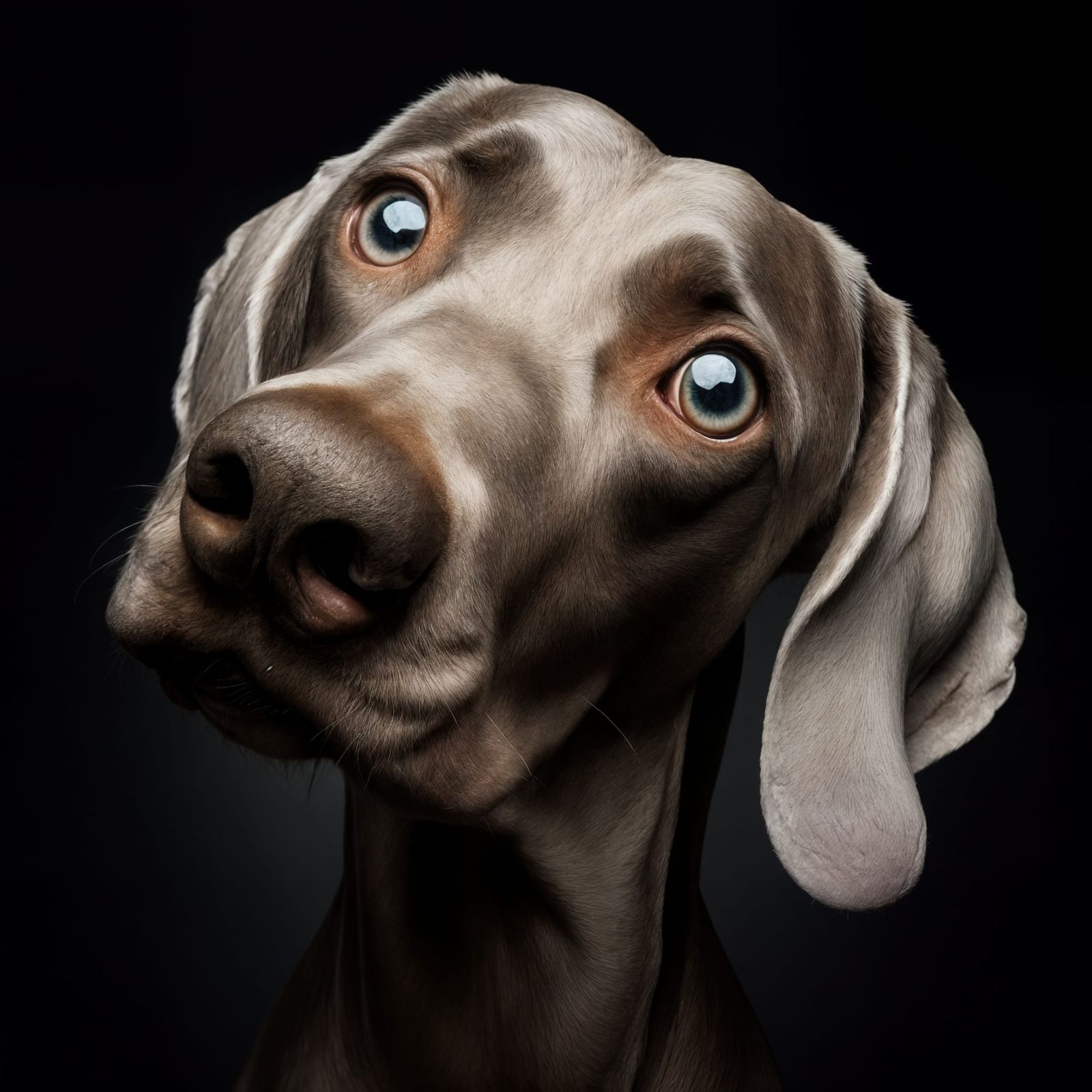 Sarcastic Weimaraner Dog with Surprised Expression