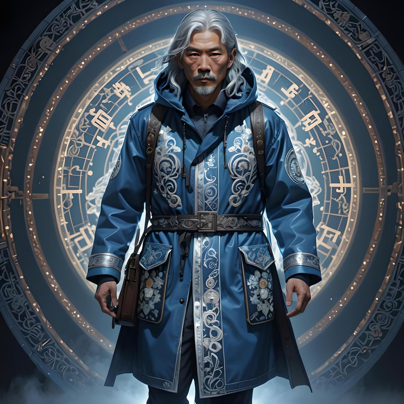 Holographic Assassin Portrait with Luminescent Details