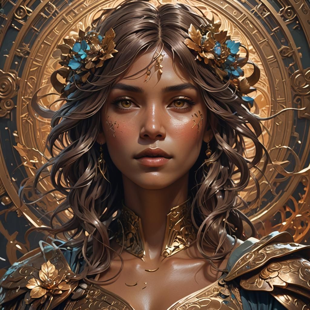 Bronze Portrait in Art Nouveau Style