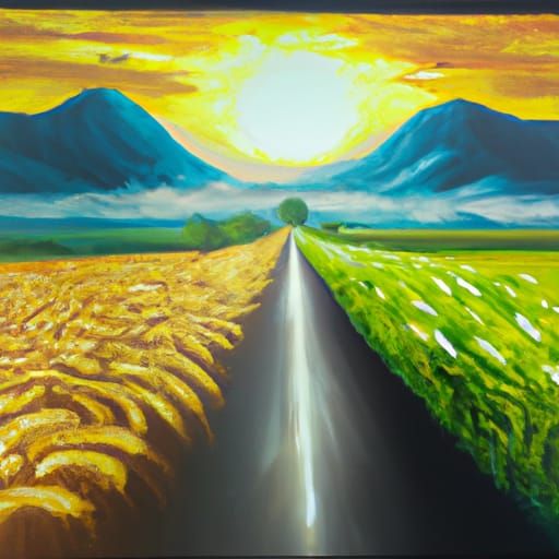 Wheat Field Sunrise: Oil Painting Masterpiece