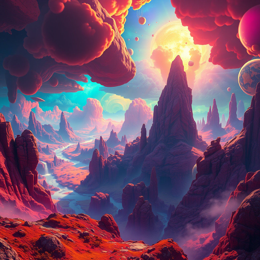 Vibrant Fantasy Realm in Striking Concept Art Style