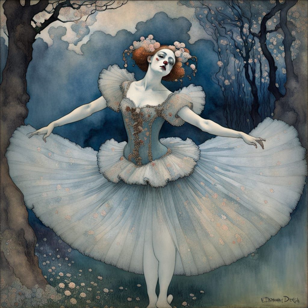 Sorrowful Clown Kinetic Portrait in Misty Glade