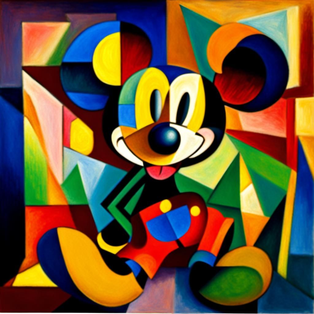 Mickey Mouse in Cubist Fauvism Style