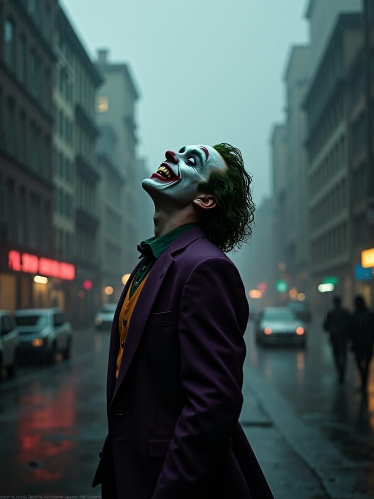 Sinister Joker Portrait in Dark Grayscale