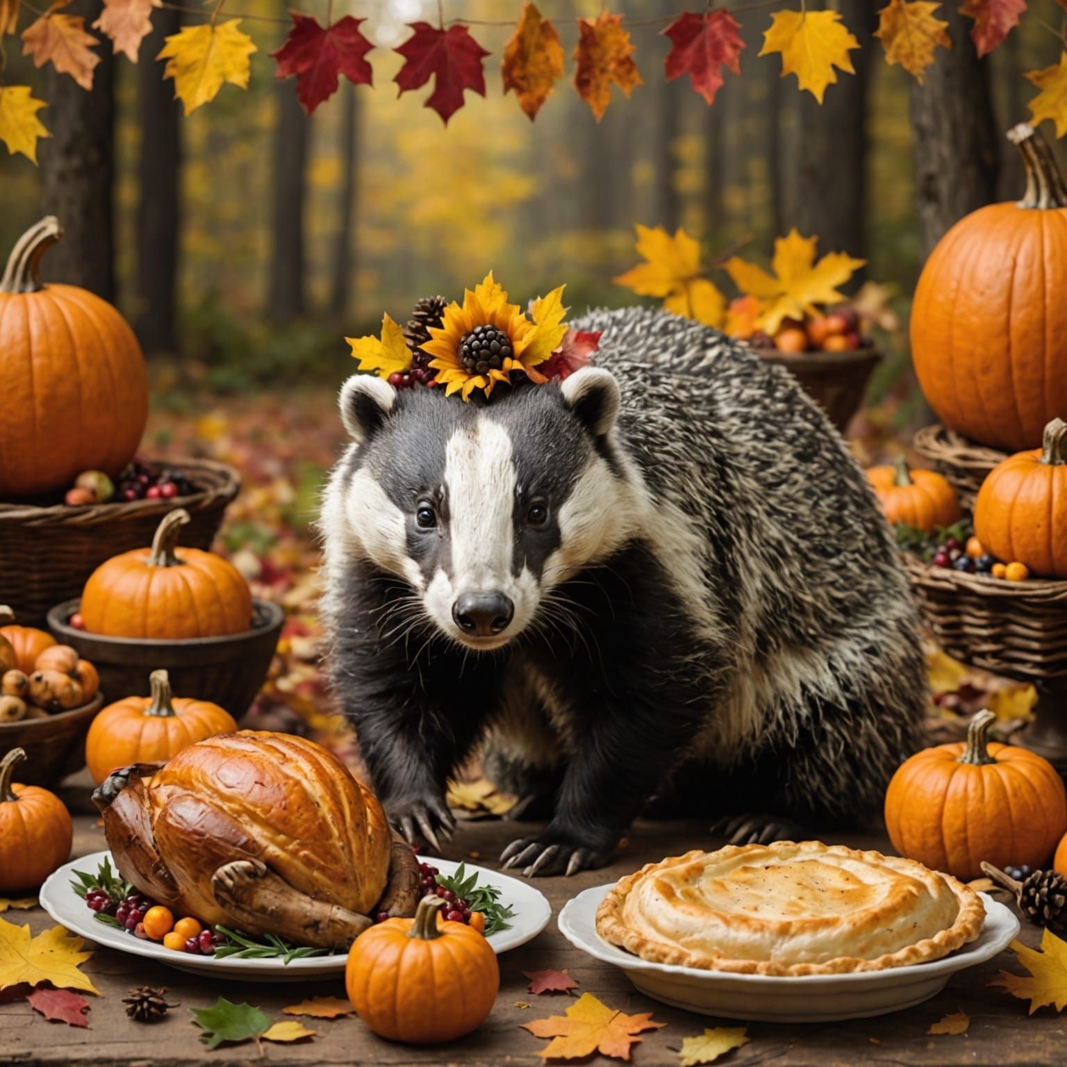 Cute Thanksgiving Badger