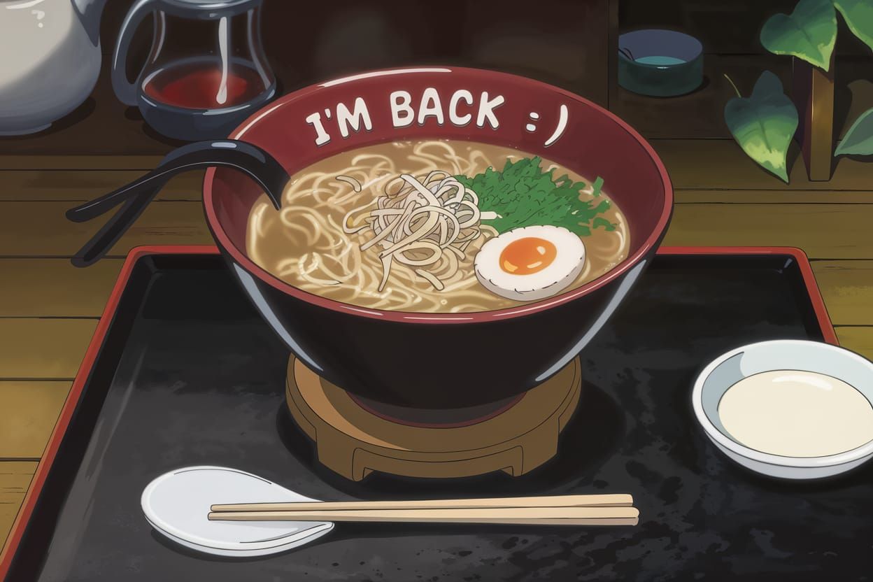 Japanese Manga Style Ramen Bowl with Chopsticks