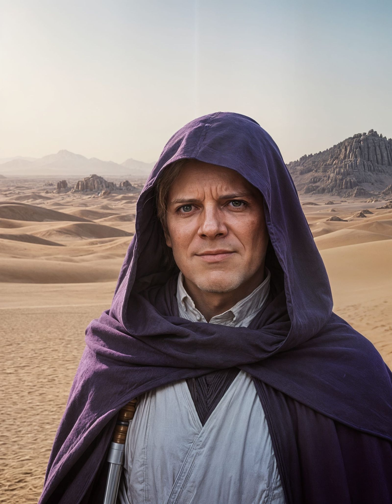 Master Jedi Portrait on Tatooine with Purple Saber