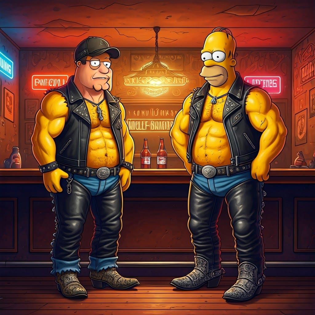 Rugged Biker Legends in Smoky Biker Bar