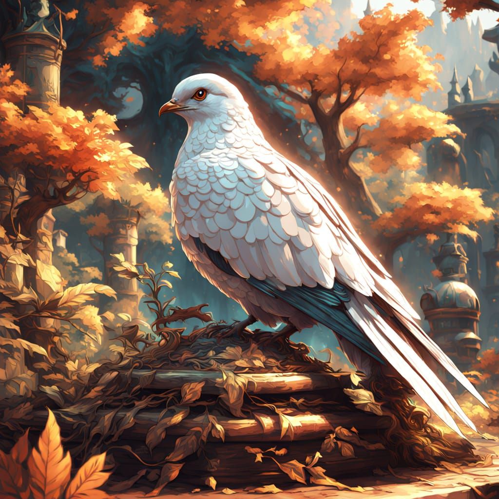 Mystical Dove in Glowing Emerald Grove