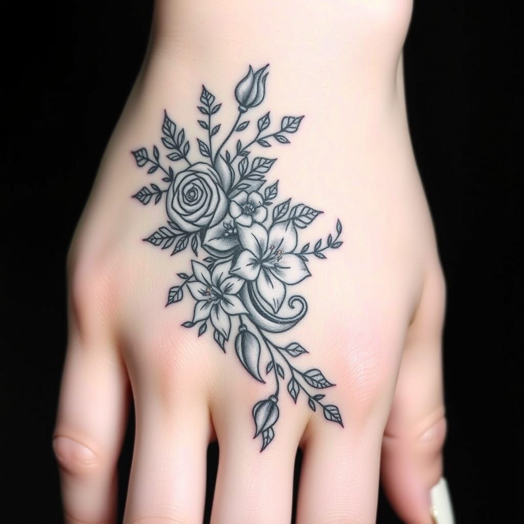 Elegant Lace Tattoo on Woman's Hand