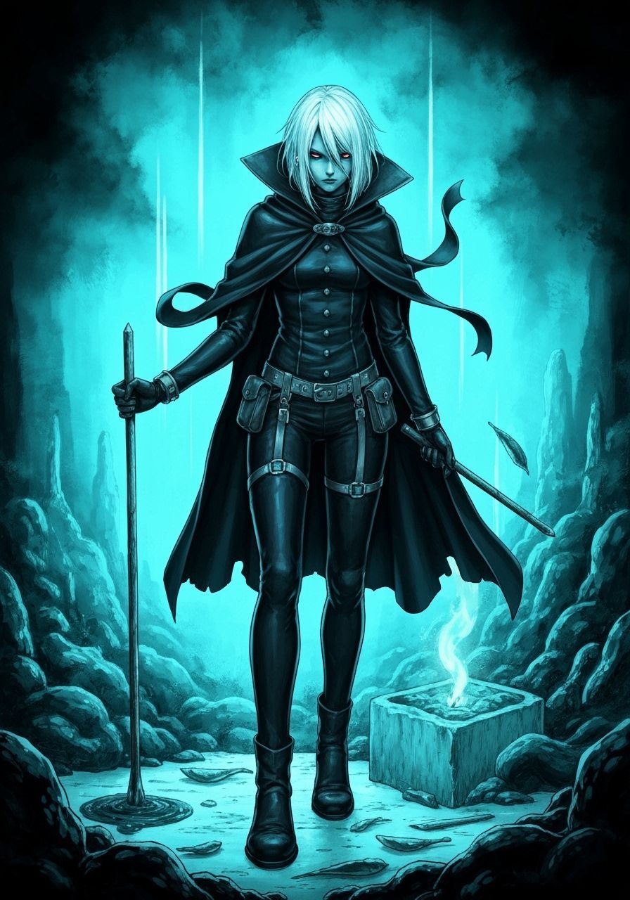 Emo Necromancer in Maximalist Manga Style