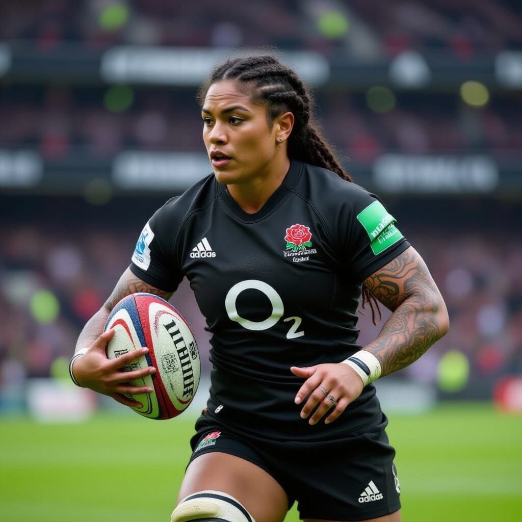 Maori Rugby Player in England Kit at Twickenham