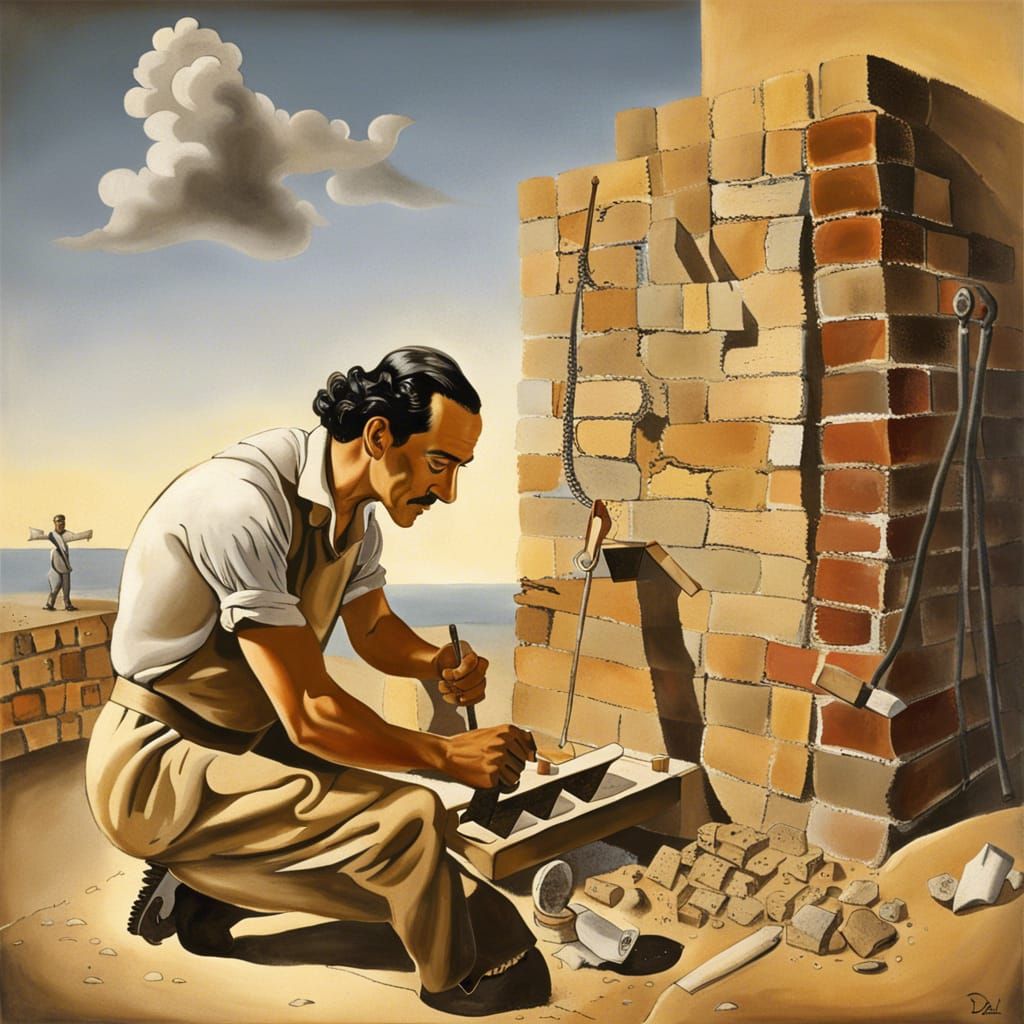 Dalí as Bricklayer: A Surrealist Painting