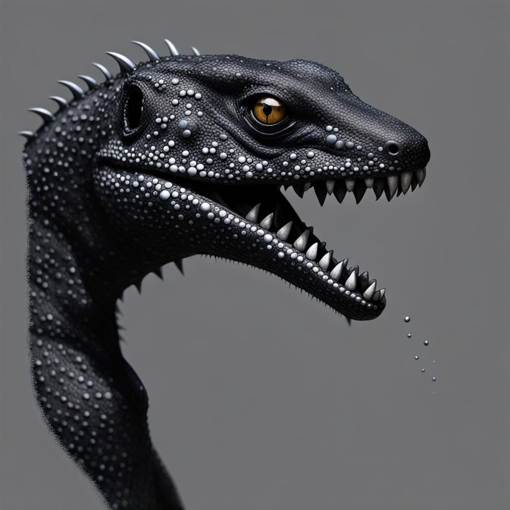 Ebony Lizard Person with Silver Freckles