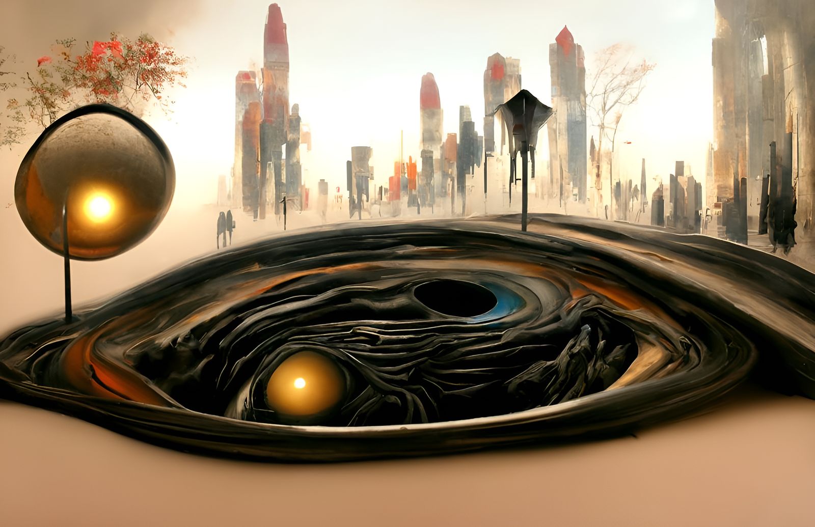 Black Hole Cityscape: Sci-Fi Ukiyo-e Portal