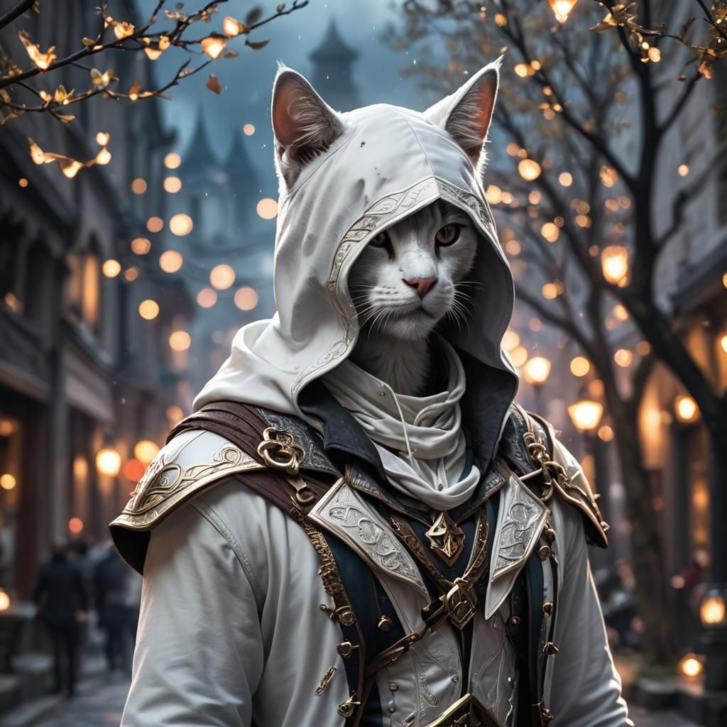 Cat Assassin in Digital Art Style