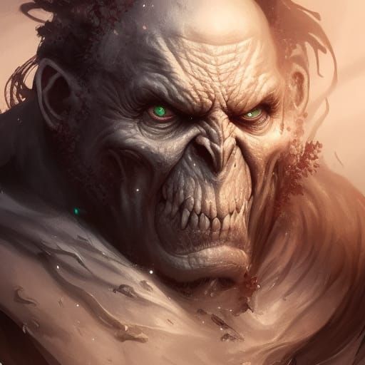 Orc Shaman Portrait in Dark Fantasy Style