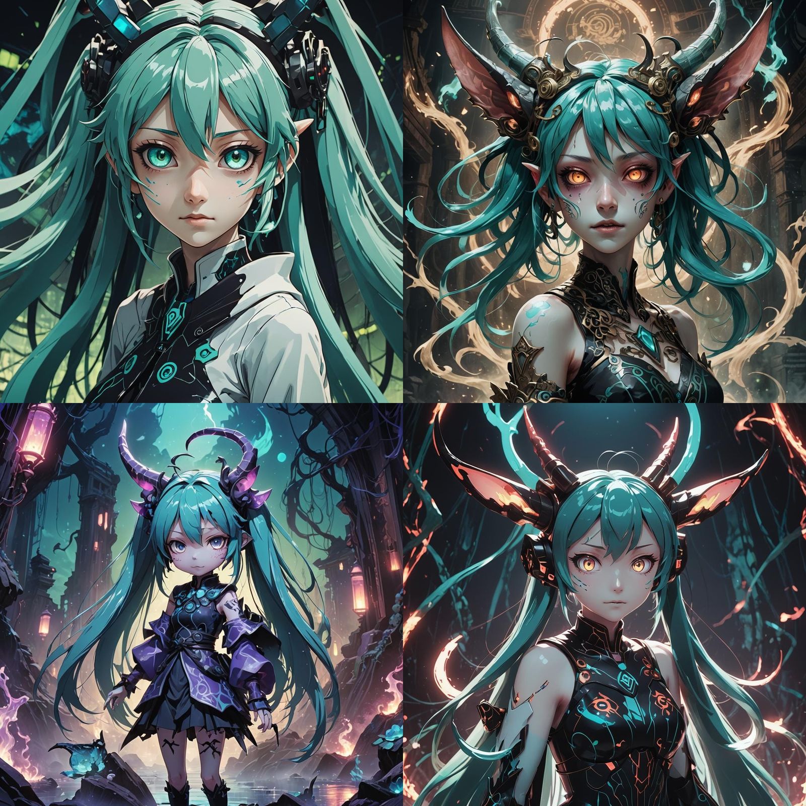 Demonic Porcelain Goblin Hatsune Miku in Anime Style