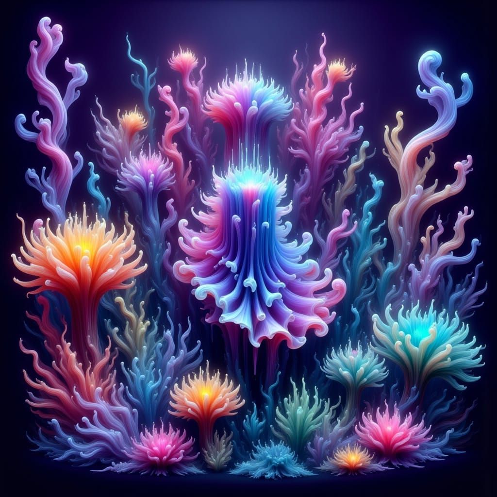 Bioluminescent Sea Slugs in a Mystical Ocean