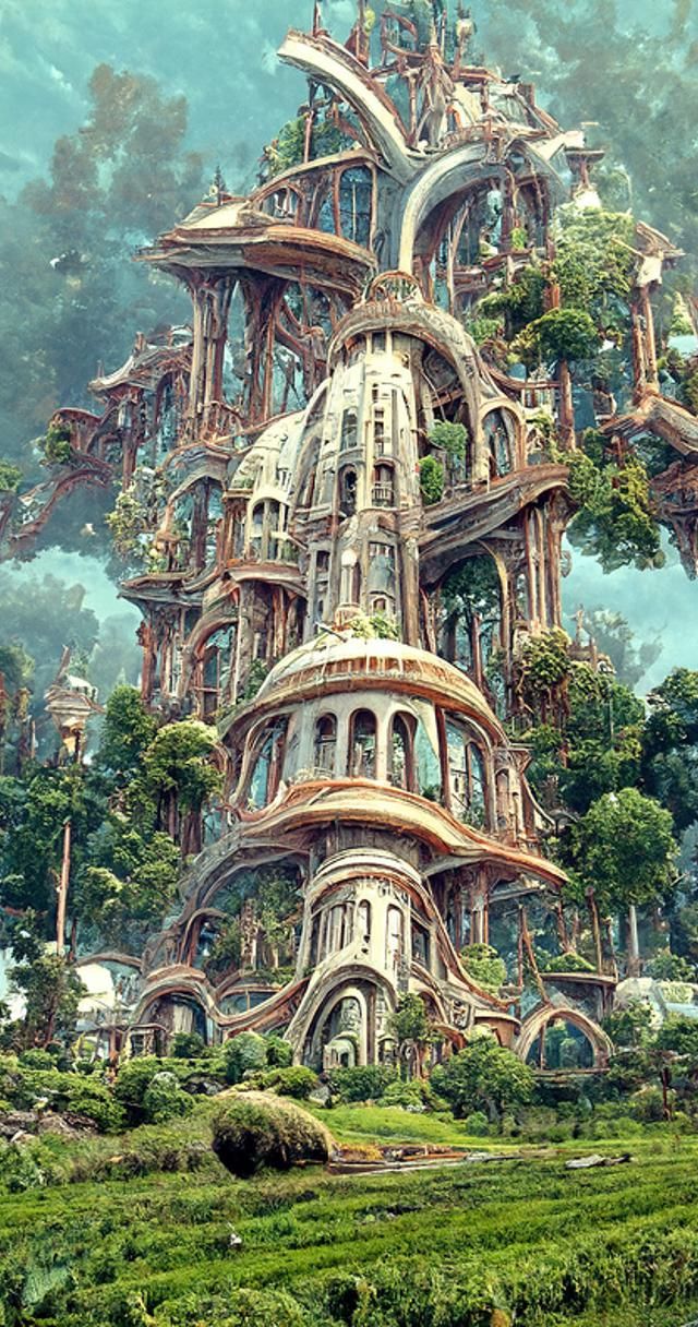 Intricate Biopunk Architecture in Photorealistic Style