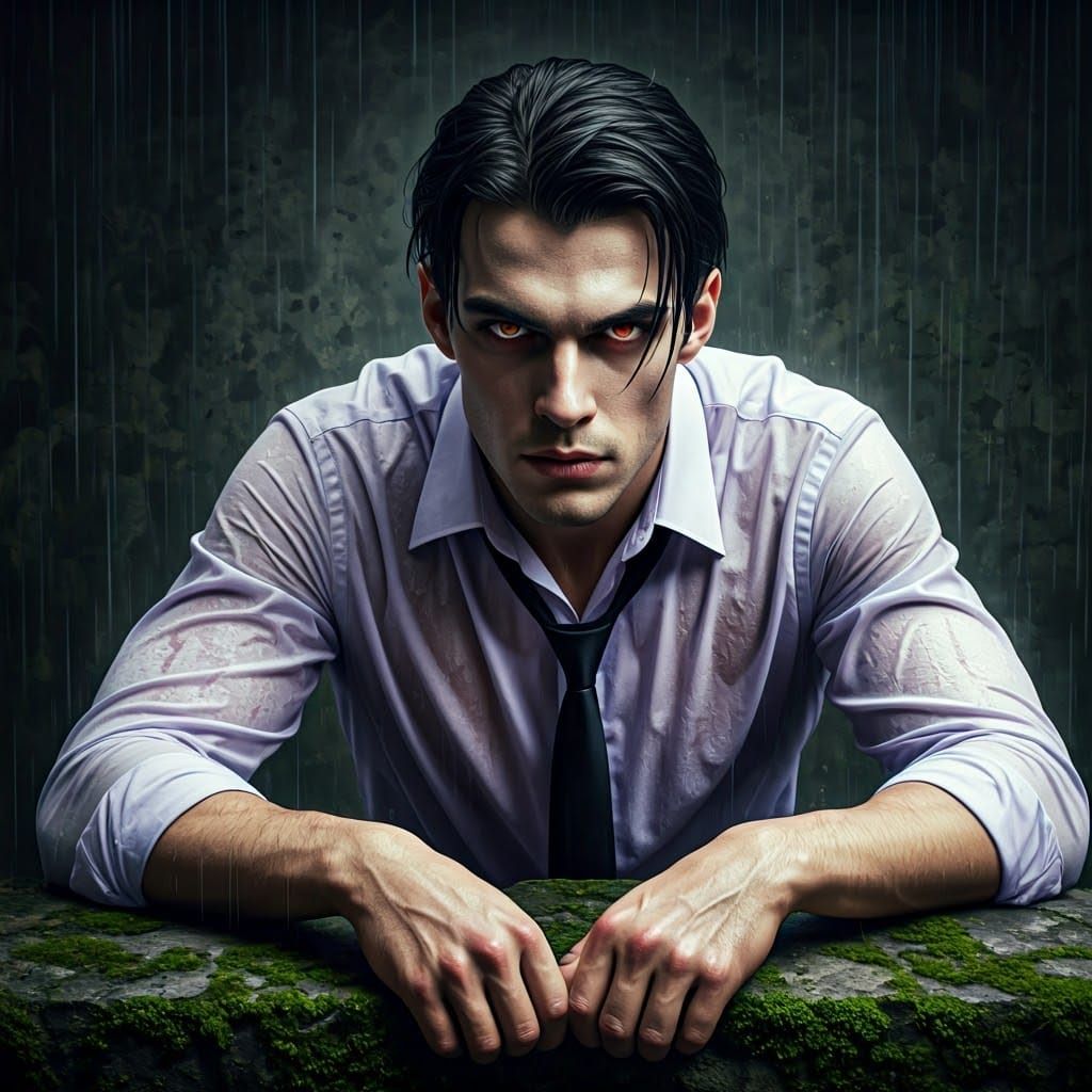 Captivating Vampire Man in Dramatic Rembrandt Lighting