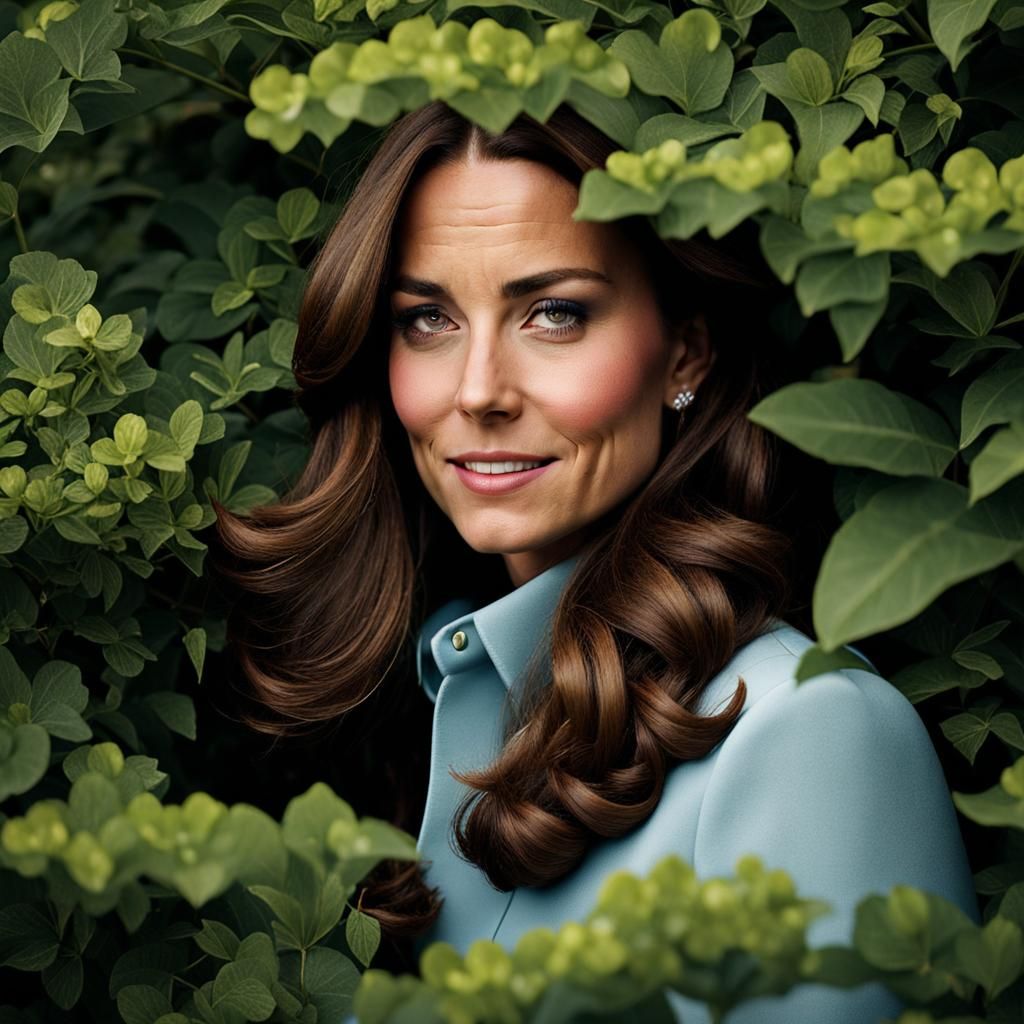Portrait of a Woman Hiding in Bushes