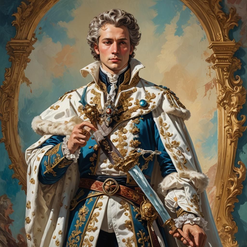 Rococo German Prince with Scepter Portrait