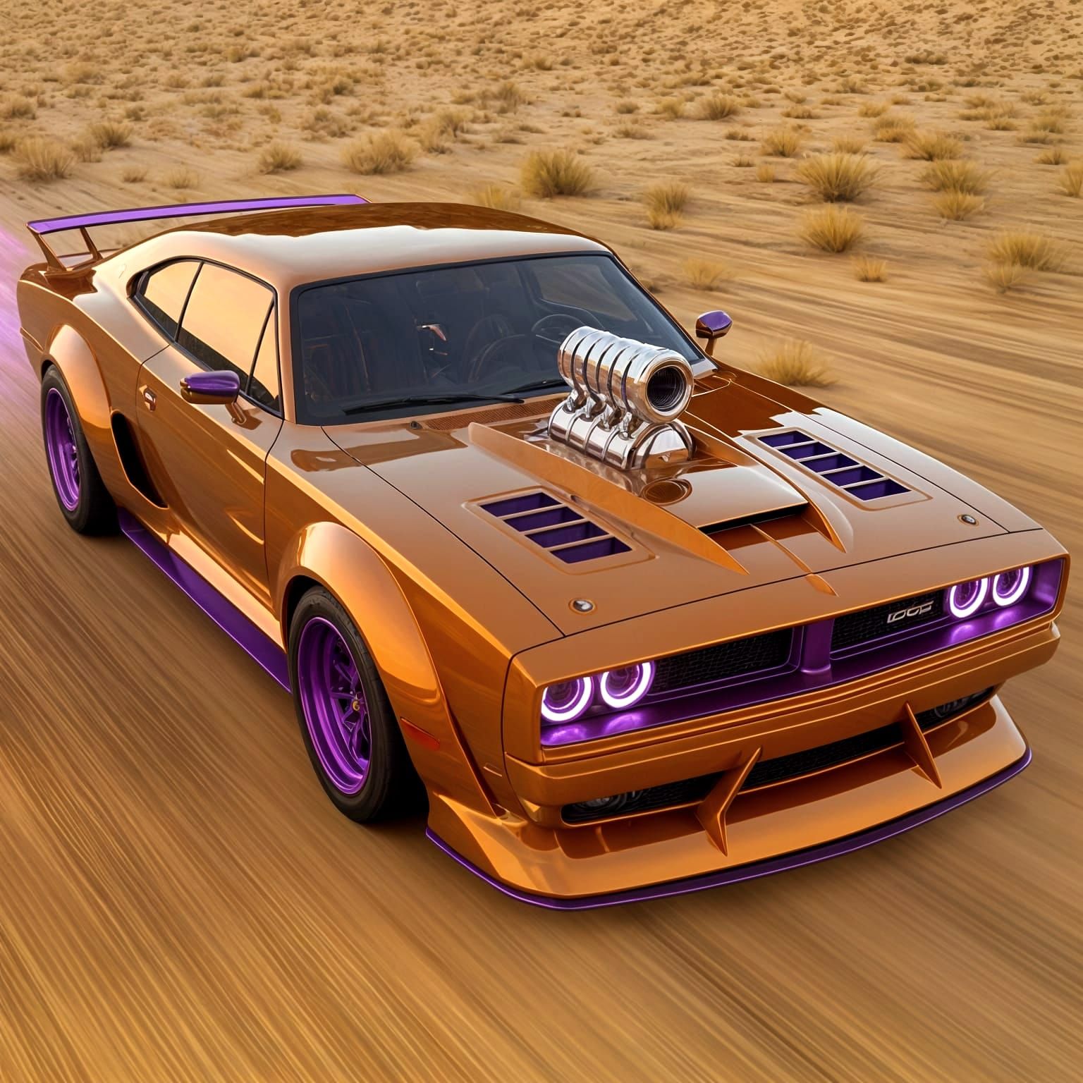 Futuristic Dodge Charger in Glossy Metallic Orange