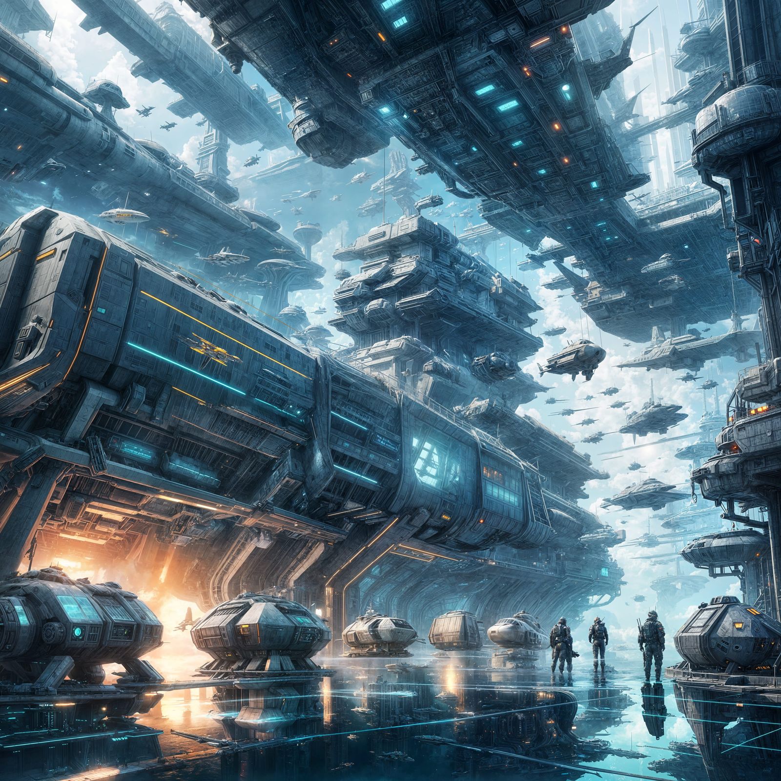 Futuristic Underwater Bases in Cyberpunk Style