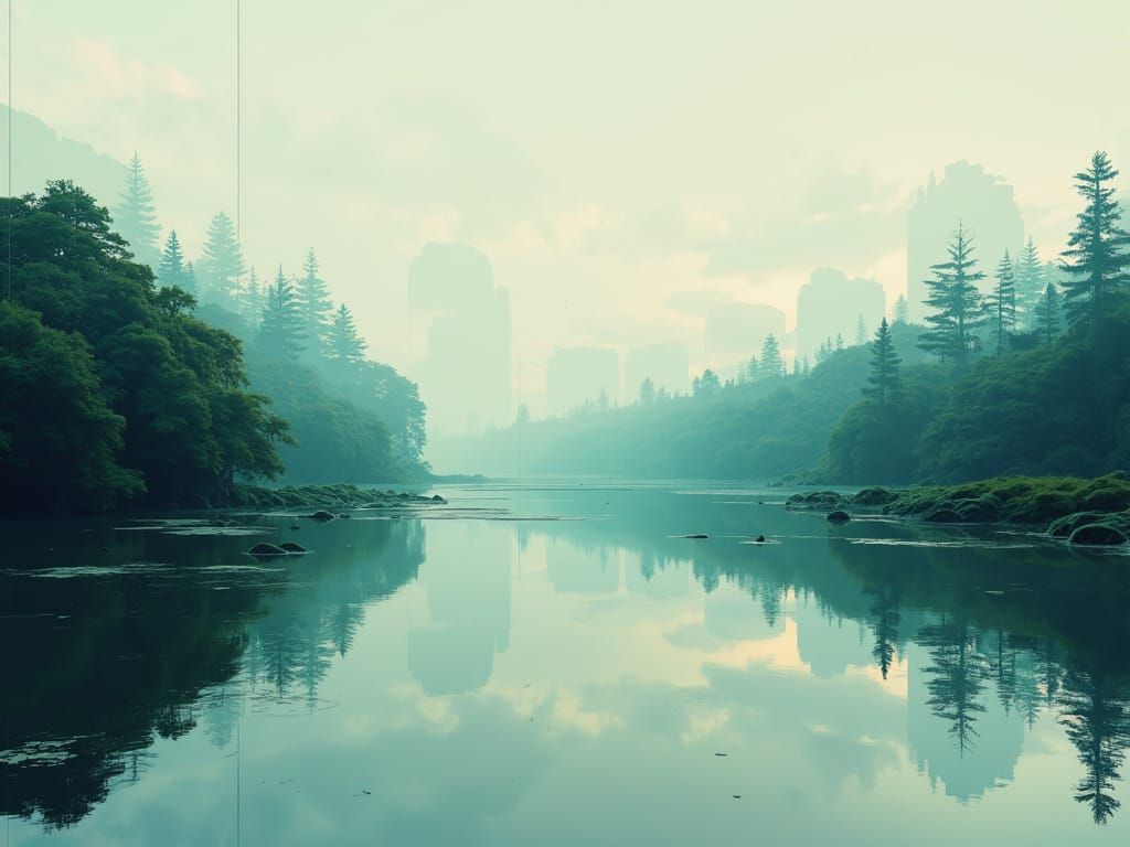 Ethereal Landscape in Cyberpunk Aesthetic